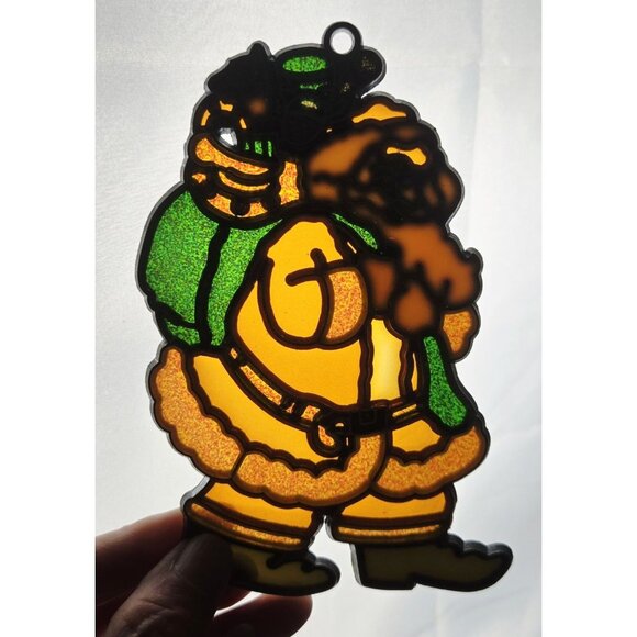 4 Vintage Christmas Holiday Stained Glass Sun Catchers Ornaments Cottage Core 5" - Picture 6 of 7